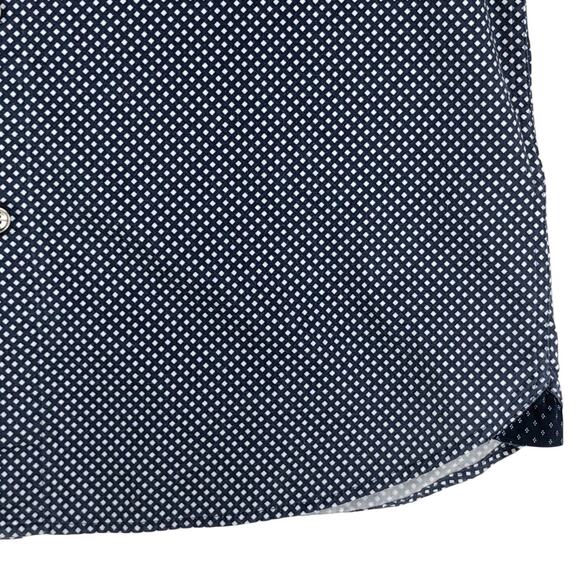 Ted Baker Shirt Mens M Navy Geometric Short Sleeve Button Up Cotton Stretch - Picture 5 of 15
